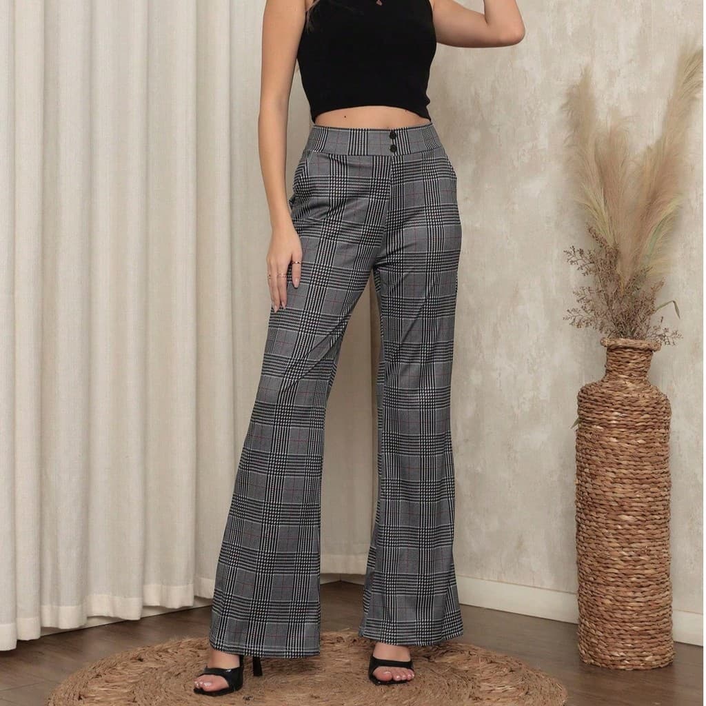 SIssi Calça cherry Pantalona Xadrez Alfaiataria  tamanho plus 40p----46gg