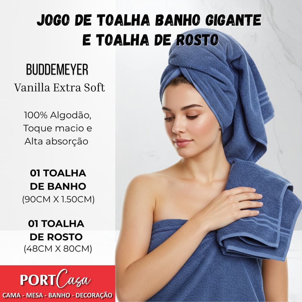 Jogo de Toalha Gigante Vanilla Extra Soft  + Toalha de Rosto Buddemeyer 2Pçs