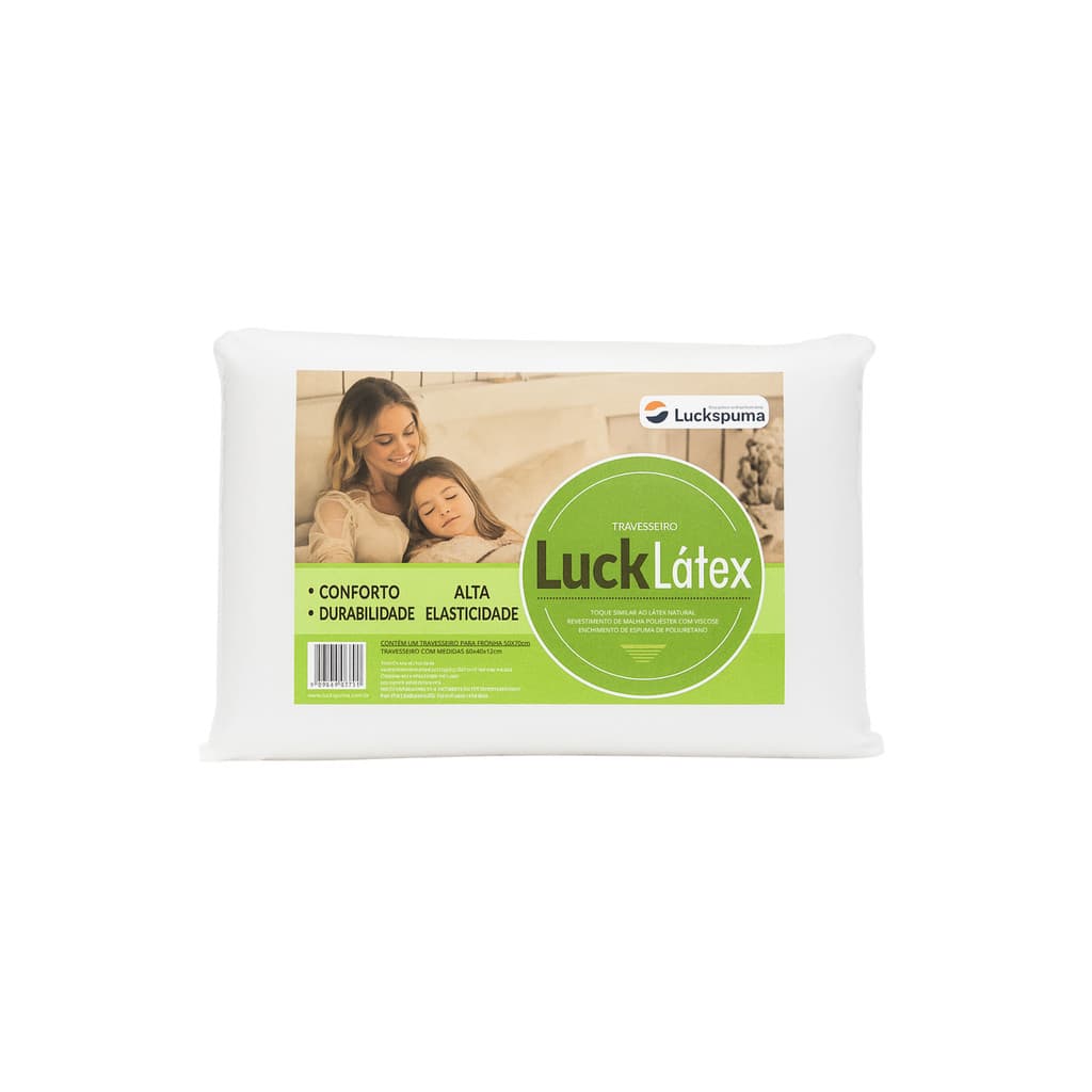 Travesseiro Luck T-Látex Espuma Alta Densidade 60x40x12cm – Firme E Confortável