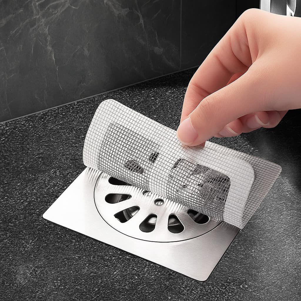 kit 5 UN Tela Protetor de Ralo Adesivo Descartável  Anti Insetos e Anti Entupimento Casa Moderna Inteligente 10x10cm