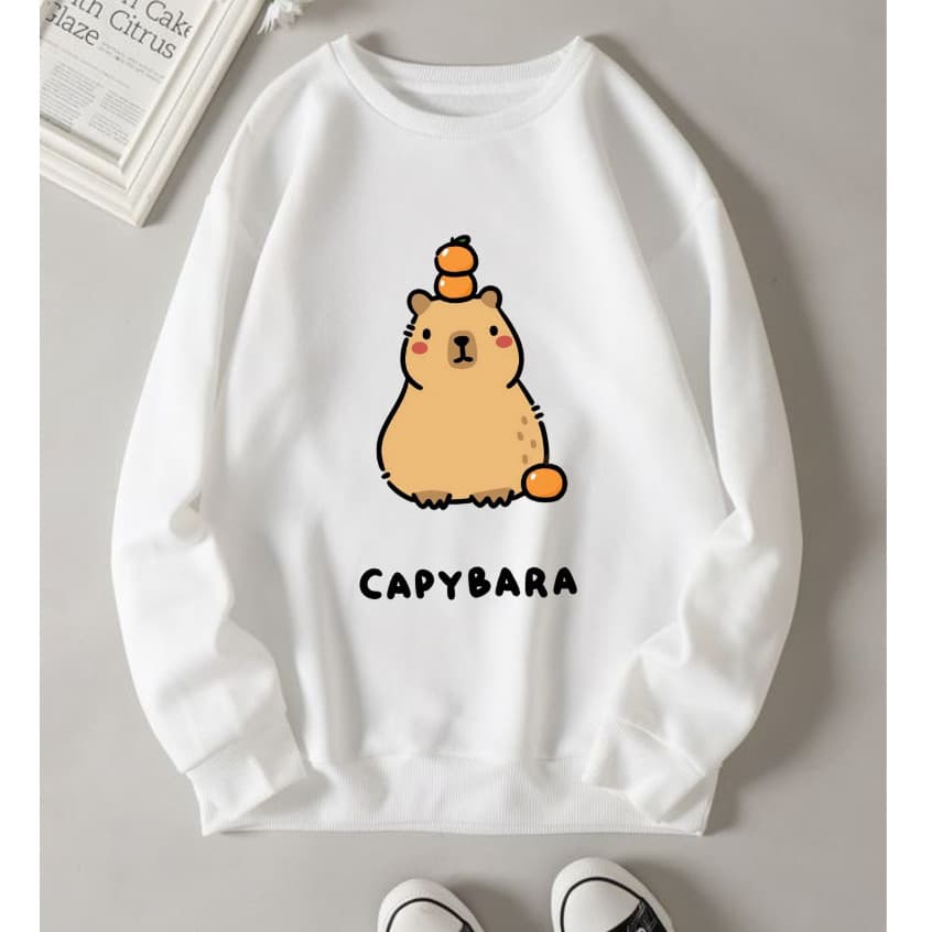 Moletom Gola Careca Algodão Unisexx Estampado Capivara