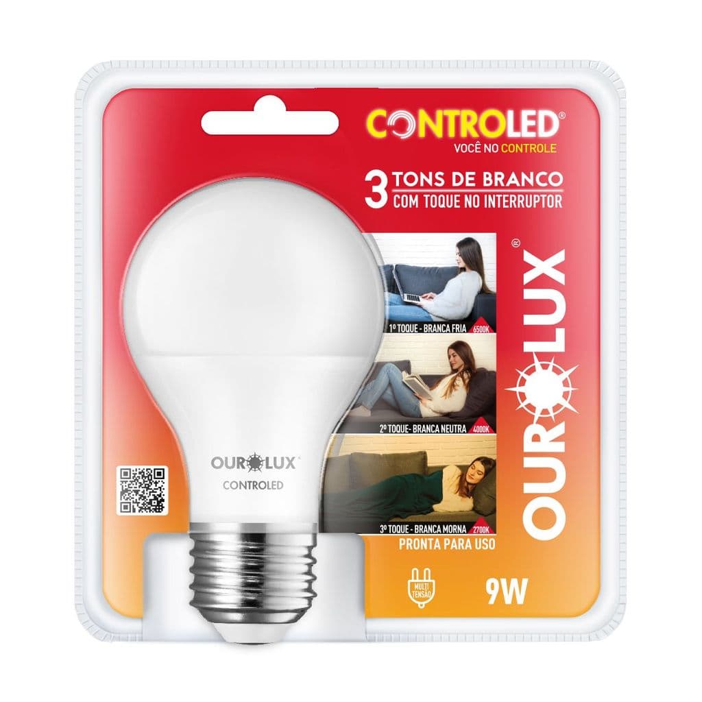 Lâmpada c/ 3 Tons de Luz Branca (Fria / Neutra / Morna) Ourolux