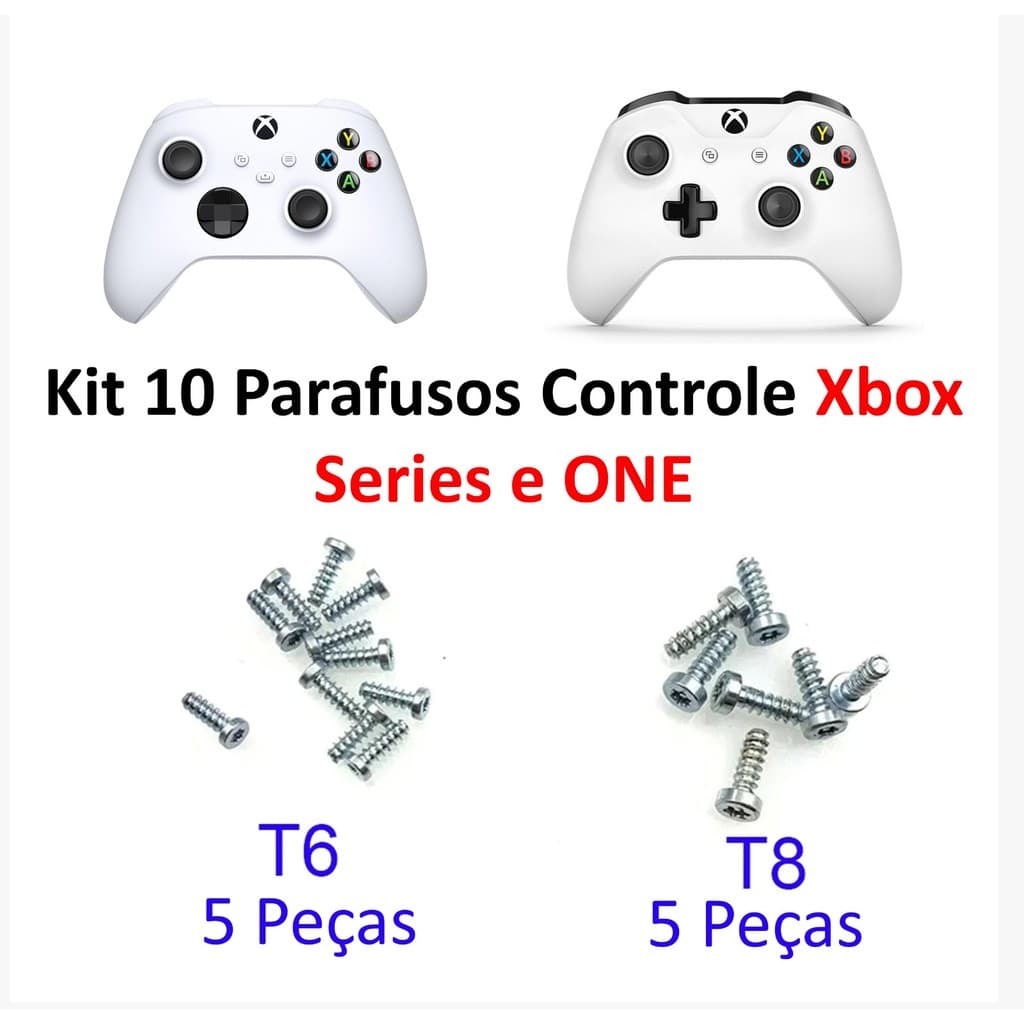 Kit 10 Parafusos T6 e T8 Reposição Para Controle Xbox Series, ONE, Elite