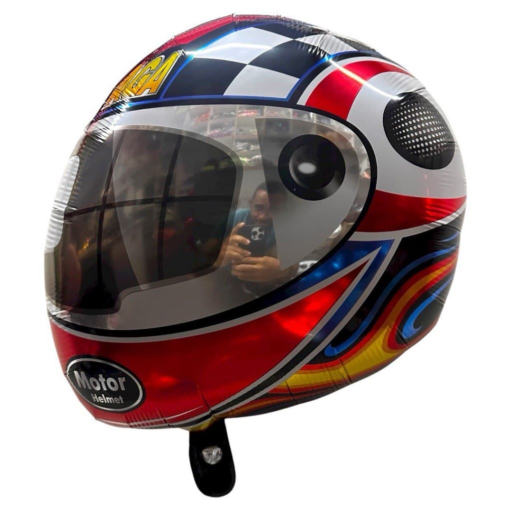 Kit 5 Balão Metalizado Capacete 50cm Corrida Moto Racing Festas Decoração