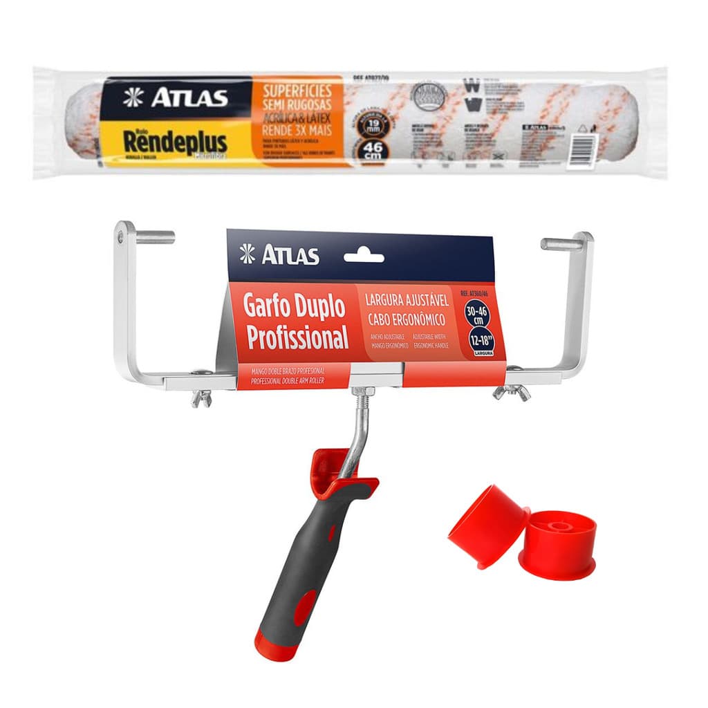 Kit Pintura Atlas Rolo Big Rendeplus + Garfo Duplo