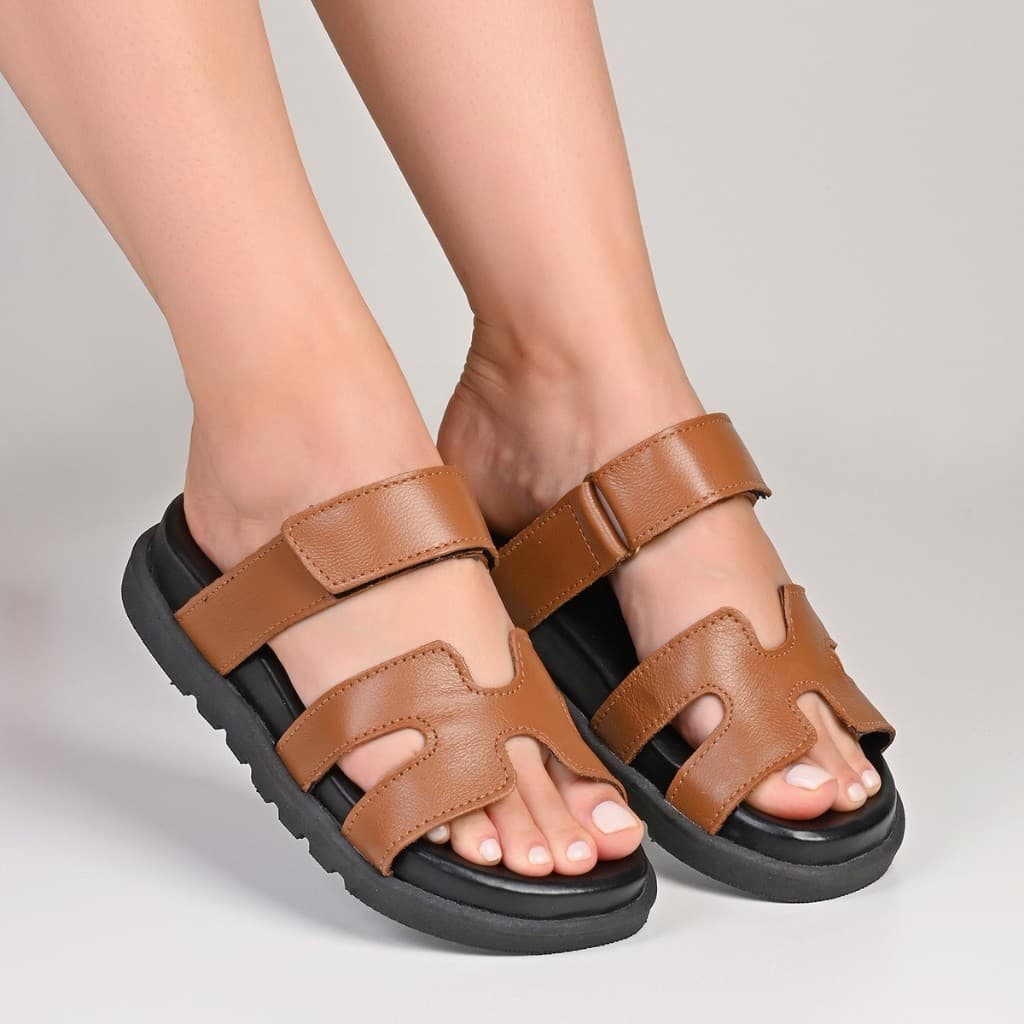 Sandalia Papete Modelo H Em Couro Confortável 2026 verão chinelo confortavel