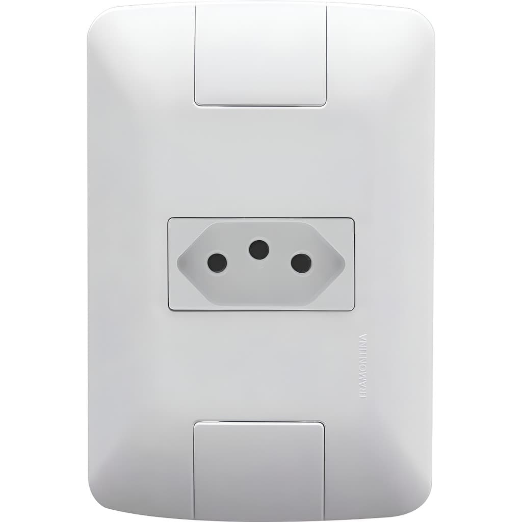 Conjunto Montado Completo Tomada 2P+T 10A 250V Branco Aria