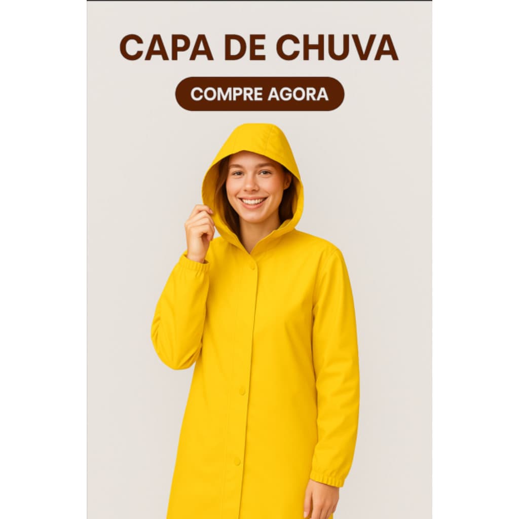 Capa de Chuva Impermeável PVC Forrado Preta – Proteção Máxima com Capuz