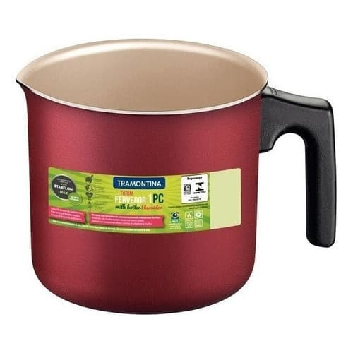Fervedor Leiteira Tramontina Caneco Antiaderente 14cm 1,7l Teflon Ferver leite agua chá Hotel Motel