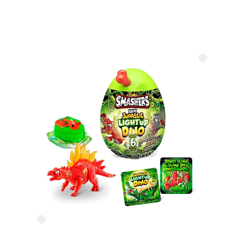 Smashers Ovo Médio Lightup Stegosaurus 6 Surpresas Série 1 FUN F0219-8