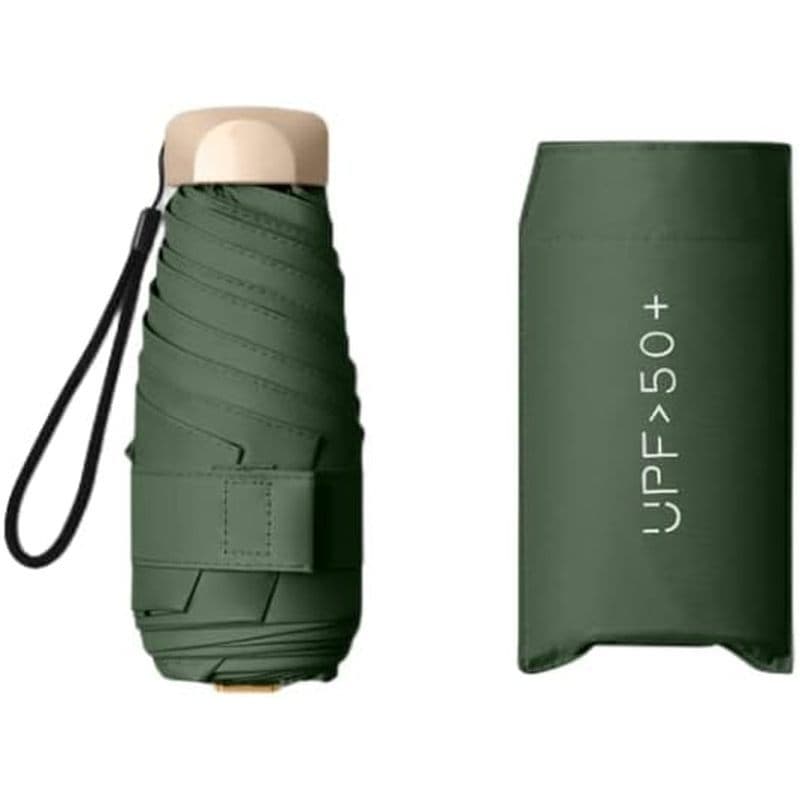 Mini Guarda-Sol De Viagem Com Estojo-Pequena Proteção UV Compacta Para E Chuva , Leve À Prova De Vento Mulheres , Homens