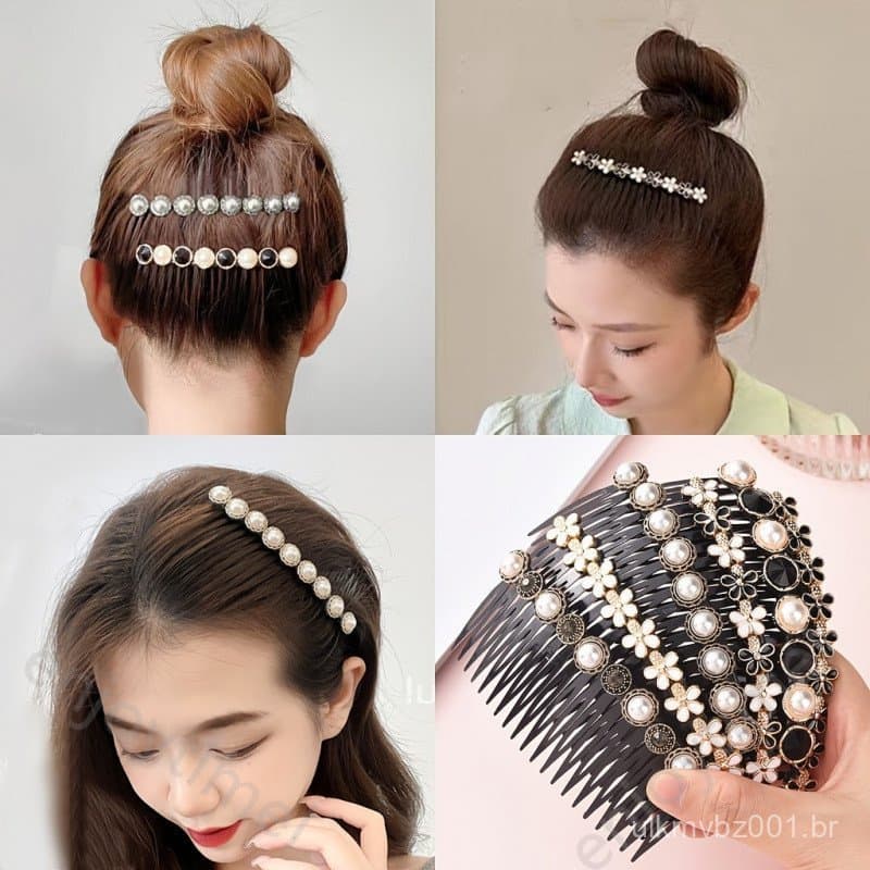 6pcs/conjunto de pentes de cabelo com pérolas falsas e strass para mulheres, elegantes, chiques, modernos, vintage, aces
