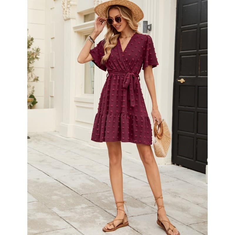 Vestido Feminino 2025 Moda Verão Com Decote Em v