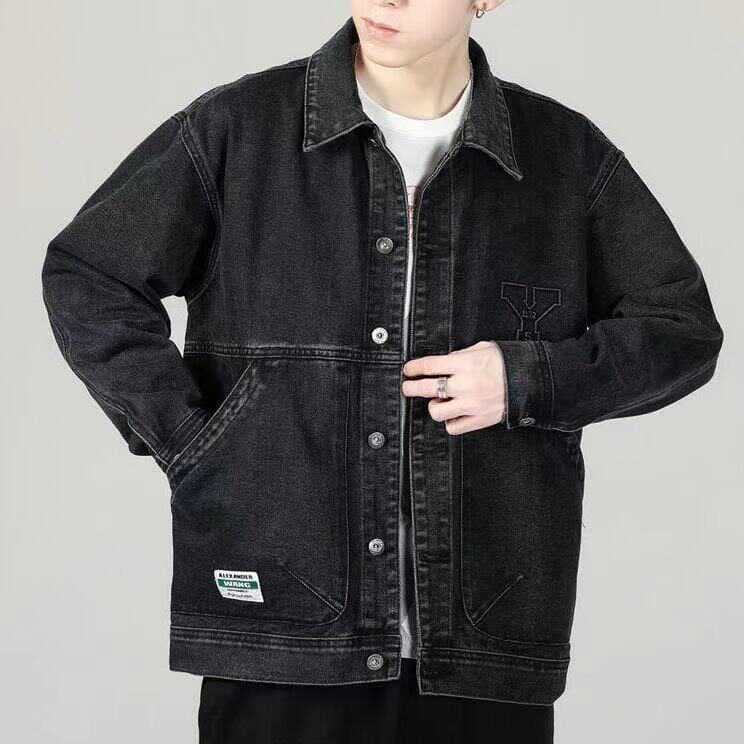 Jaqueta jeans de algodão masculina jaqueta solta outono novo estilo tamanho grande jaqueta jeans primavera outono na mod