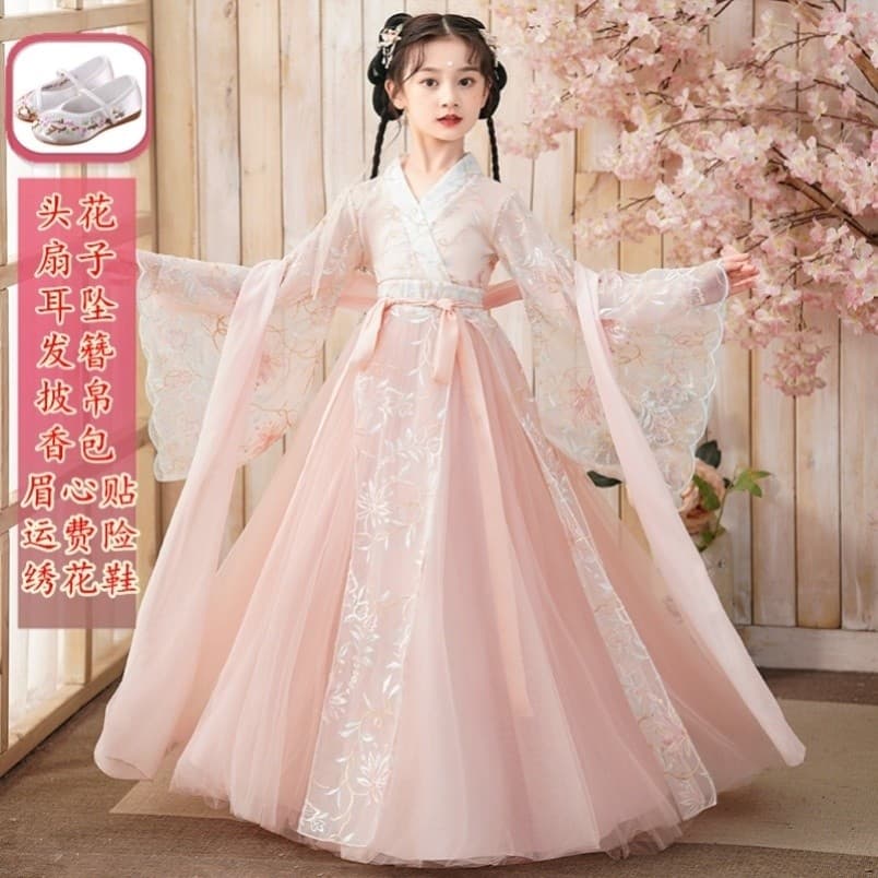 Fantasia antiga infantil para meninas, Hanfu, concubina antiga da rainha, saia estilo chinês, estilo Super fada, esfregã
