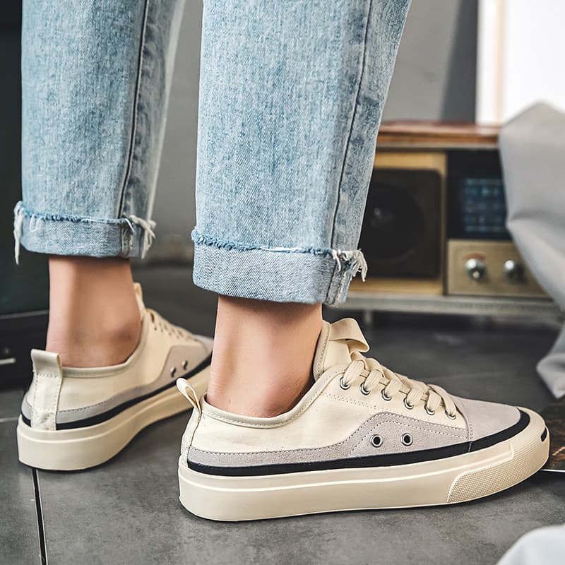 Novo estilo sorriso aberto sapatos de lona Design nicho masculino baixo-topo verão All-Match Casual couro respirável tên