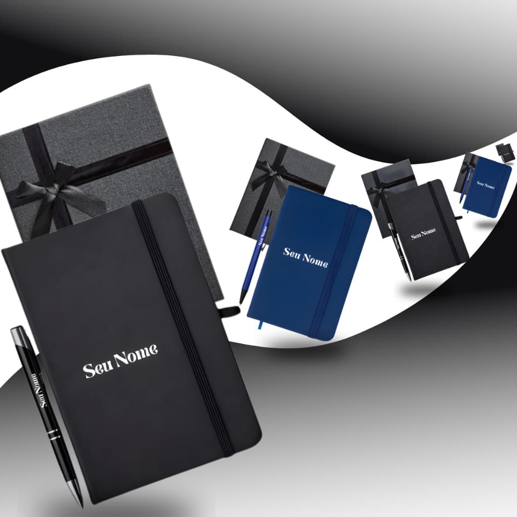 Kit Caderneta Personalizado Bloco Agendinha Caneta Esferográfica 50 100