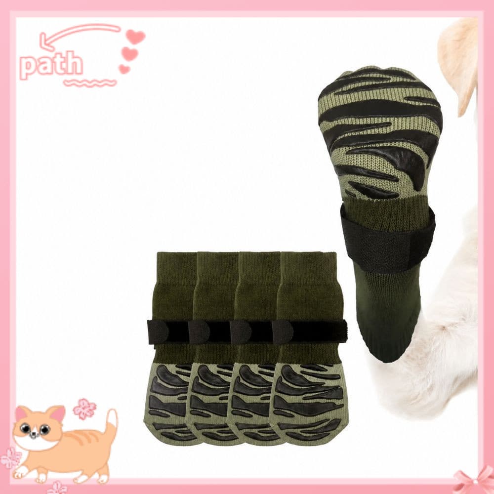 PATH 4pcs Meias De Proteção , Cachorro Anti-Riscos De Aderência Forte Malha Para Animais De Estimação Com Faixa Ajustáve