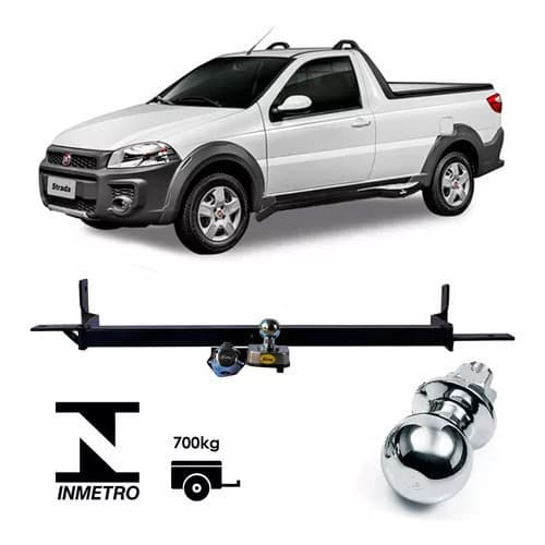 Engate Reboque Fiat Strada Adventure Trekking Working 1998 1999 2000 2001 2002 2003 2004 até 2020 500kg Rabicho Inmetro
