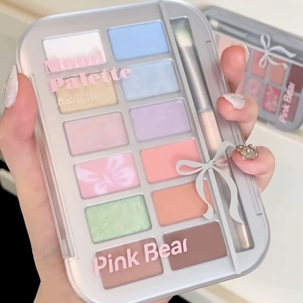 PINKBEAR PINKBEAR Sombra de doze cores fosca paleta de pó de alto brilho primavera verão dopamina