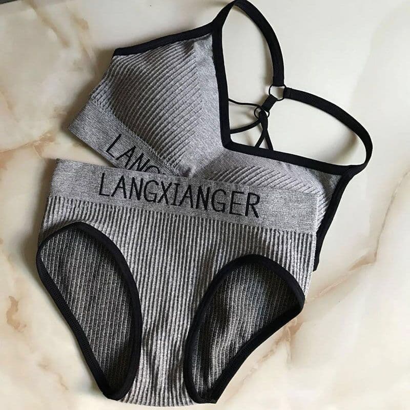 Versão coreana linda volta sutiã esportivo menina conjunto reunindo grosso tubo sem fio superior moda estudante conjunto