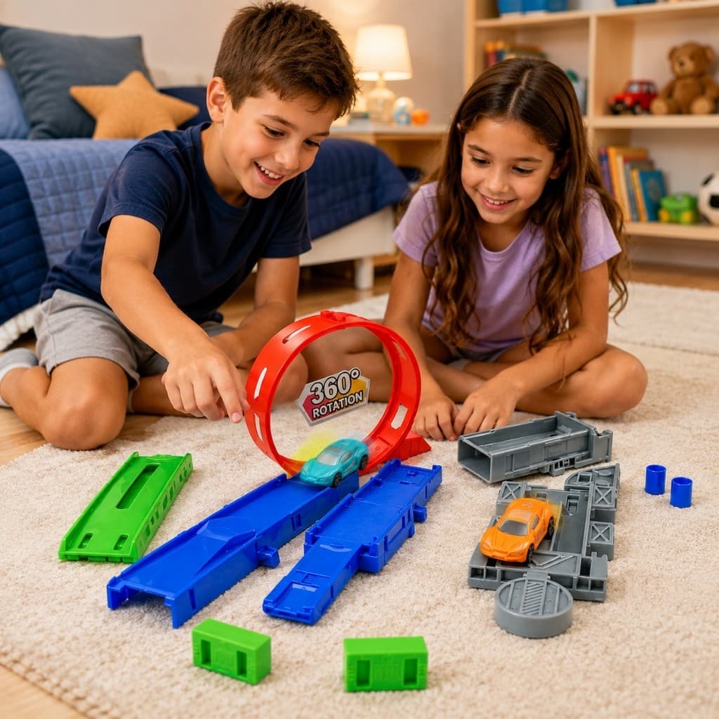 Brinquedo Infantil Carrinho Lançador Pista Crianças Veiculo Presente Rampas Corrida Menino