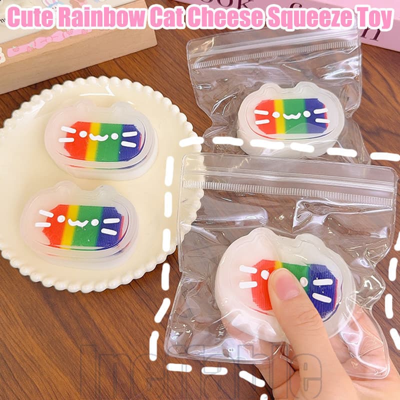 5-1Pcs Rainbow Cat Cheese Squeeze Toy-Brinquedo De Descompressão Kawaii-Novidade Brinquedos Infantis Engraçados-Presente