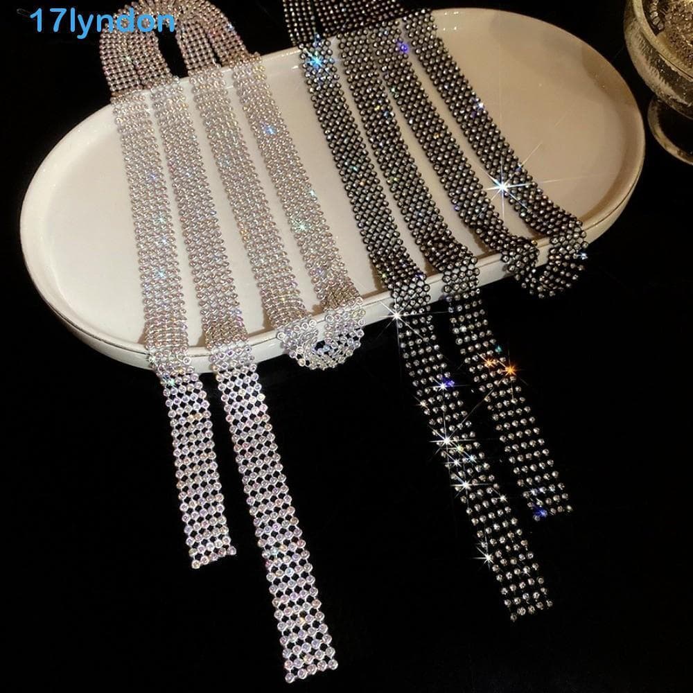 LYNDON Colar Completo De Strass , Gravata Longa Deslumbrante Estilo Coreano De Cobre Harajuku