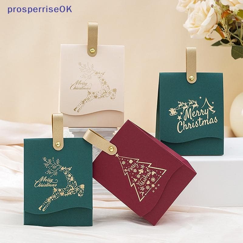 [newpros] 5 Unidades De Caixa De Presente De Feliz Natal Para Embrulhar Biscoitos E Doces , Sacos [pubr]