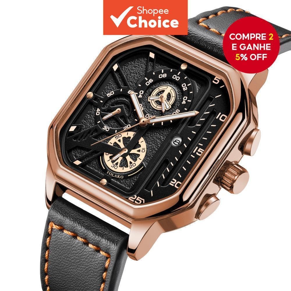 Relógio Masculino Quadrado De Quartzo Com Mostrador Grande E Calendário Pulseira De Couro PU De Pulso Esportivo Casual