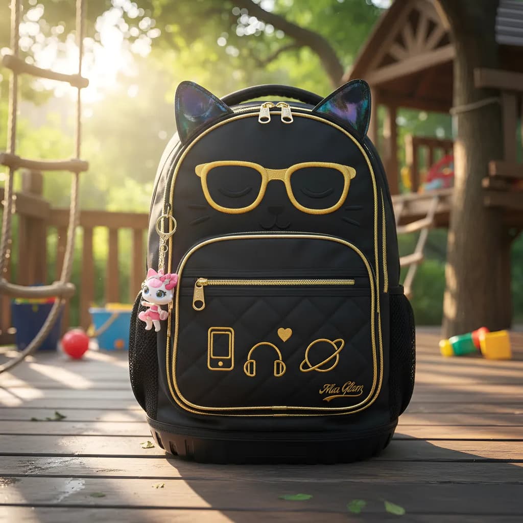 Mochila Infantil C/rodinha Estampa Infantil Gatinho Mia Glam