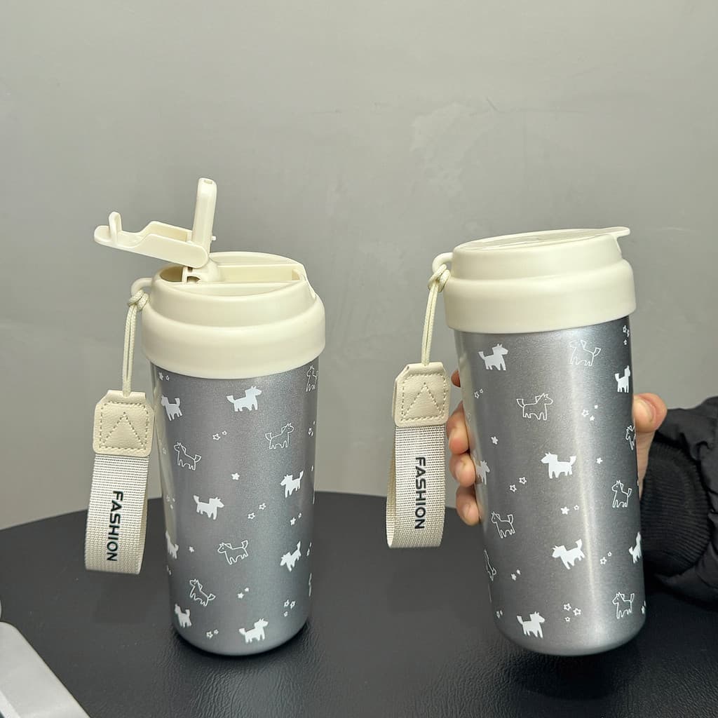Original Galaxy pônei prata High-End palha forro de cerâmica portátil copo térmico ano novo cavalo ano copo de água pres