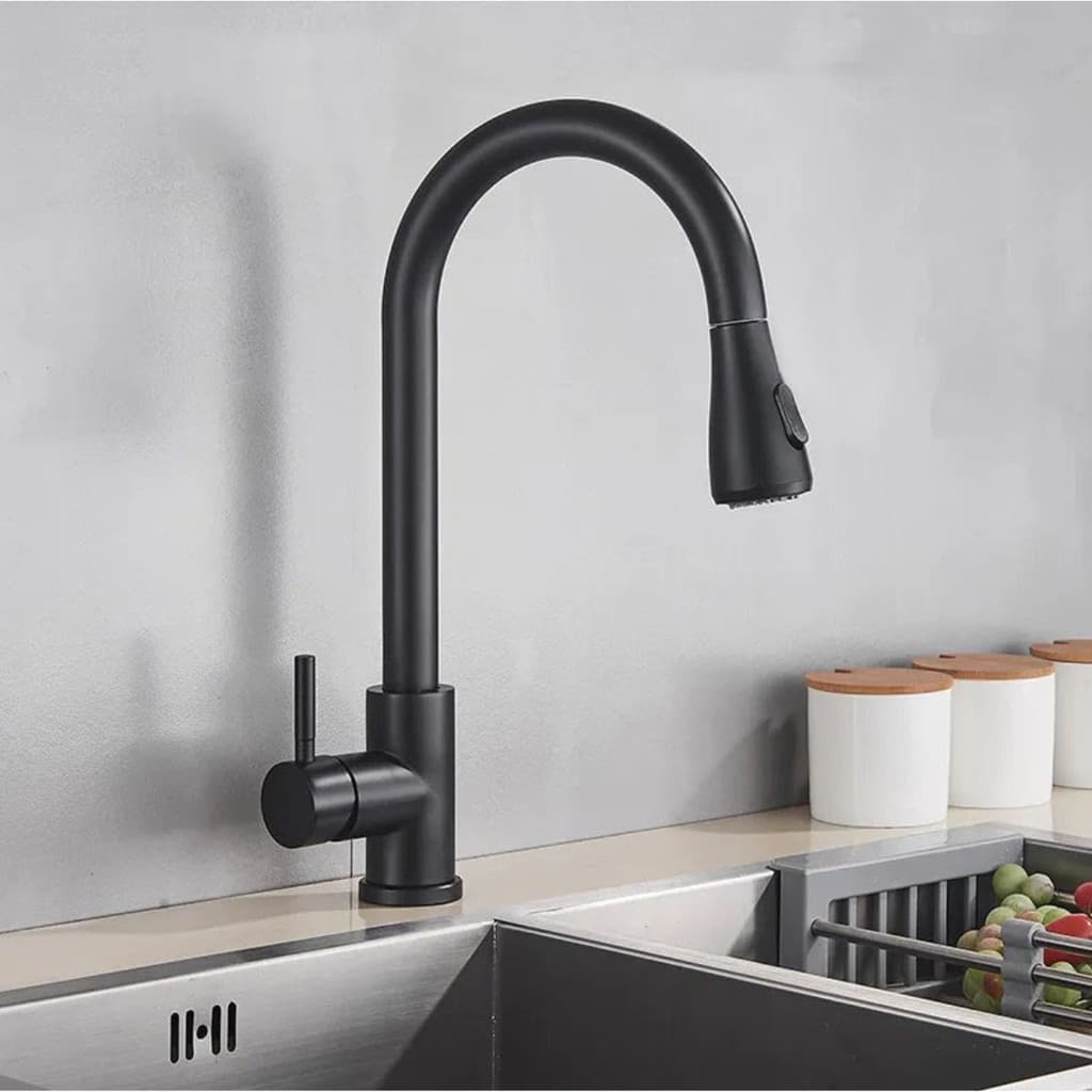 TORNEIRA COZINHA GOURMET BLACK EXTENSÍVEL ÁGUA QUENTE E FRIA