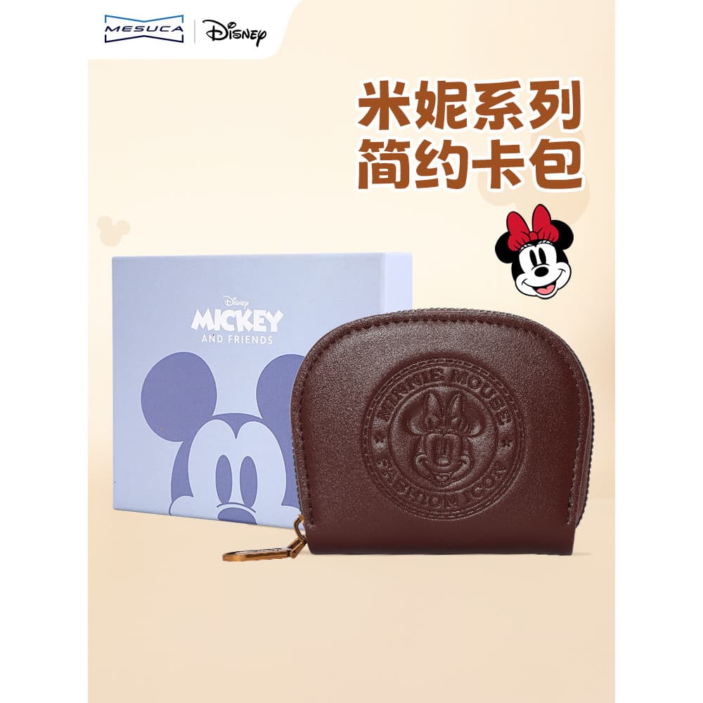 Mescar x Disney Carteira Genuína Porta-cartões Bolsa de Armazenamento de Documentos Integrada Grande Capacidade Bolsa de