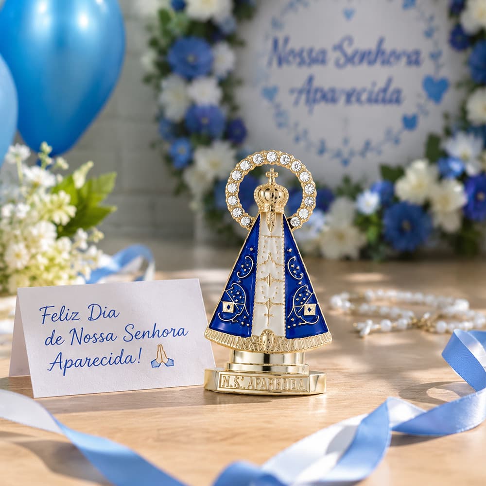 Kit 1/2/3 Santinha de Carro Nossa Senhora Aparecida com Coroa Dourada