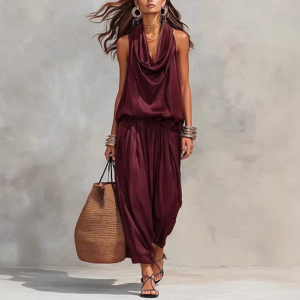 Novo Conjunto Feminino 2026: Elegância para o Dia a Dia, Casual Moderno, Colete com Gola Plissada e Calças Casuais