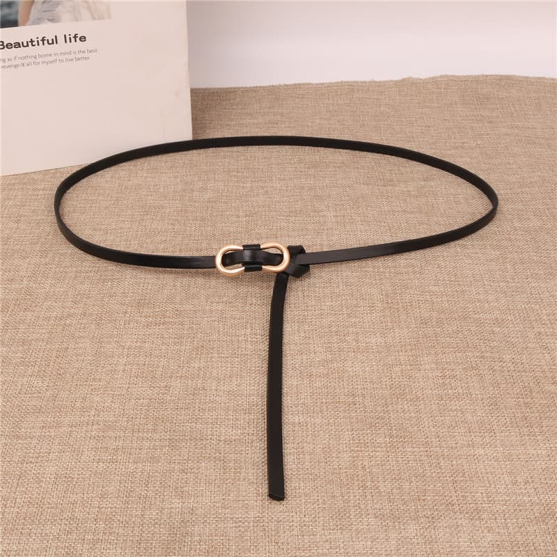 Versão coreana moda rendas cinto fino feminino vestido decorativo de couro macio com saia All-Match primeira camada de c