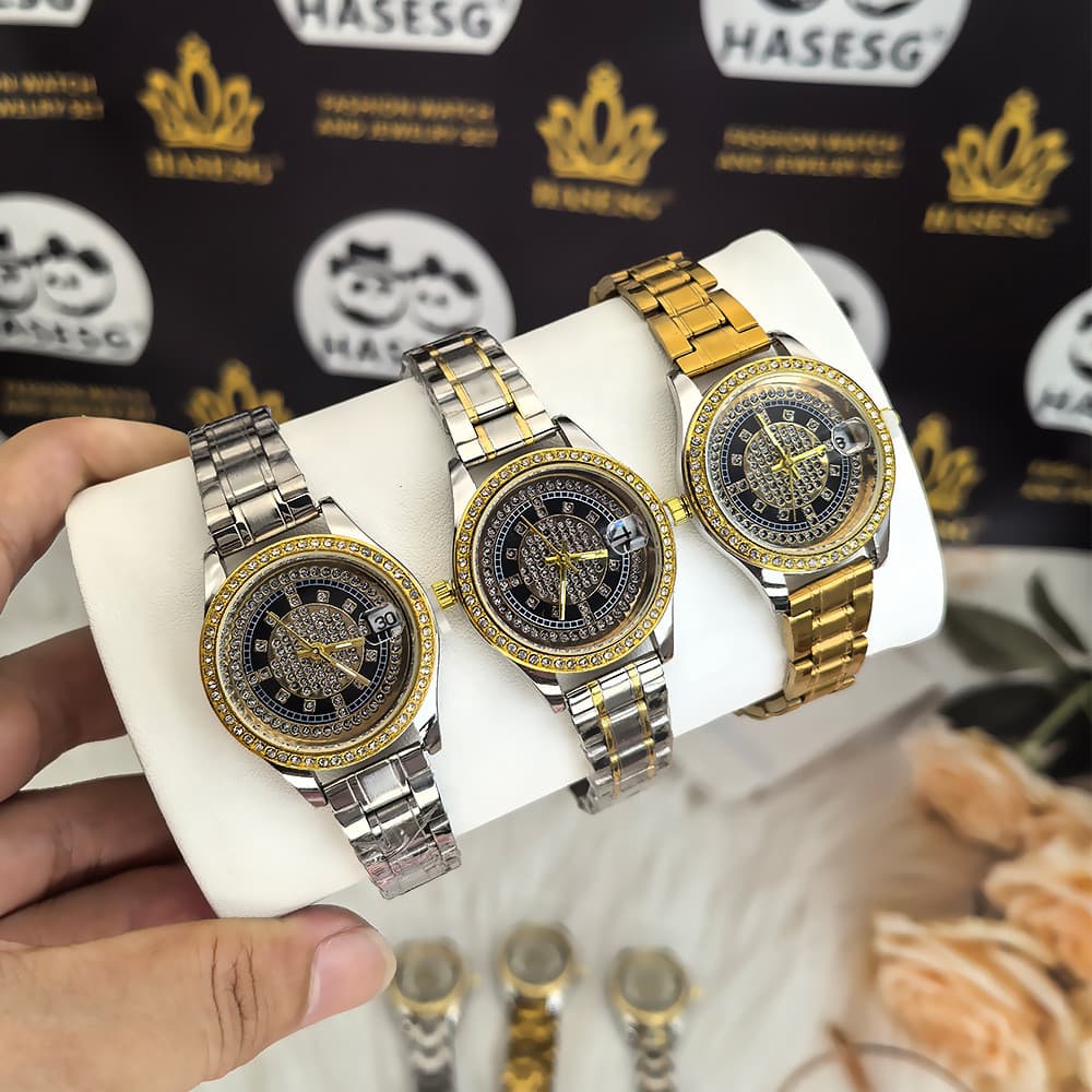 Relógio feminino Retro diamante-cravejado Gypsophila estudante relógio de quartzo relógio de pulso de alto valor feminin