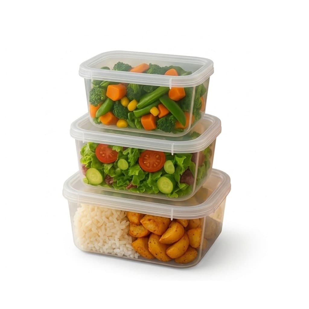 Conjunto De Potes Plastico Com  3pcs P M G Transparente
