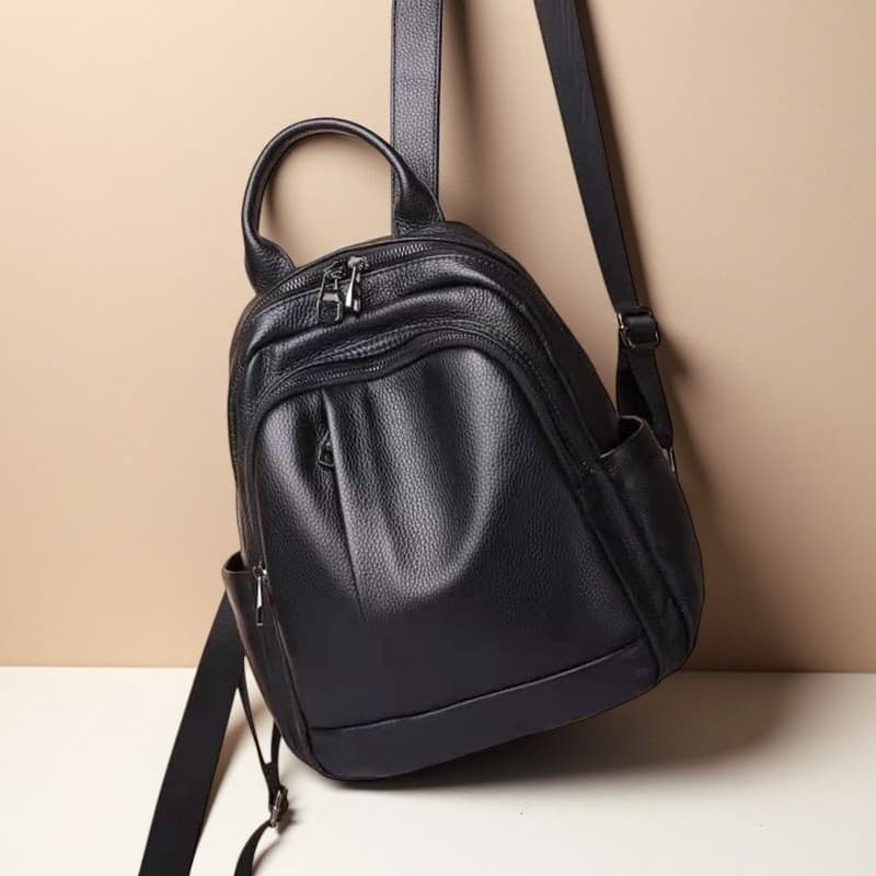 Mochila de couro genuíno feminina 2026 novo estilo na moda All-Match High-End primeira camada de couro senhoras mochila
