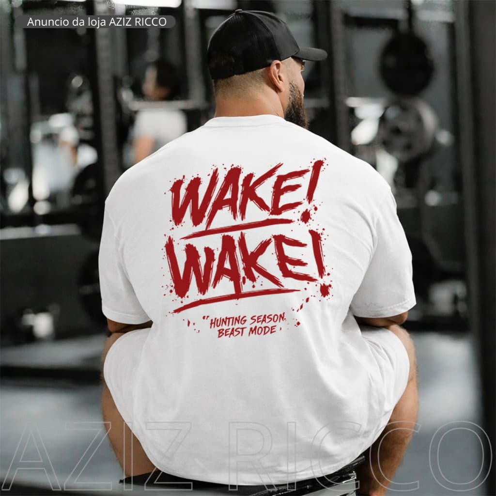 Camiseta Oversized WAKE WAKE Treino 100% Algodão Streetwear Academia Unisexx Registrado