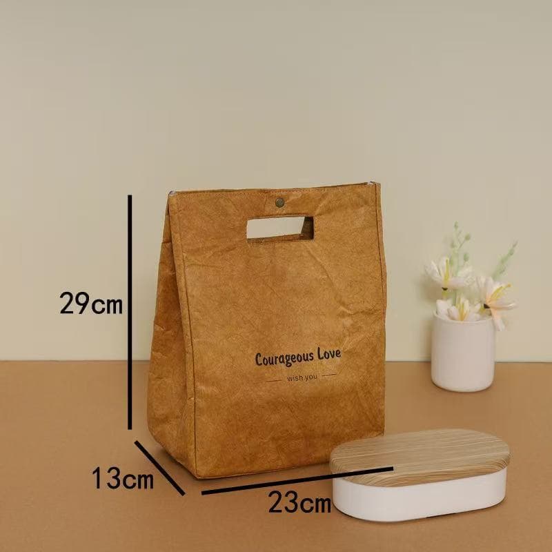 Bolsa Térmica Portátil de Alumínio para Almoço, para Trabalhadores de Escritório, Bolsa de Papel Kraft Lavável, Bolsa de