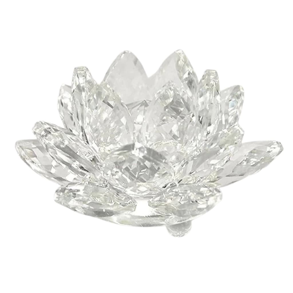 Enfeite Cristal Flor de Lotus de 8 cm 10cm e 12 cm Transparente Colorido e Furta Cor