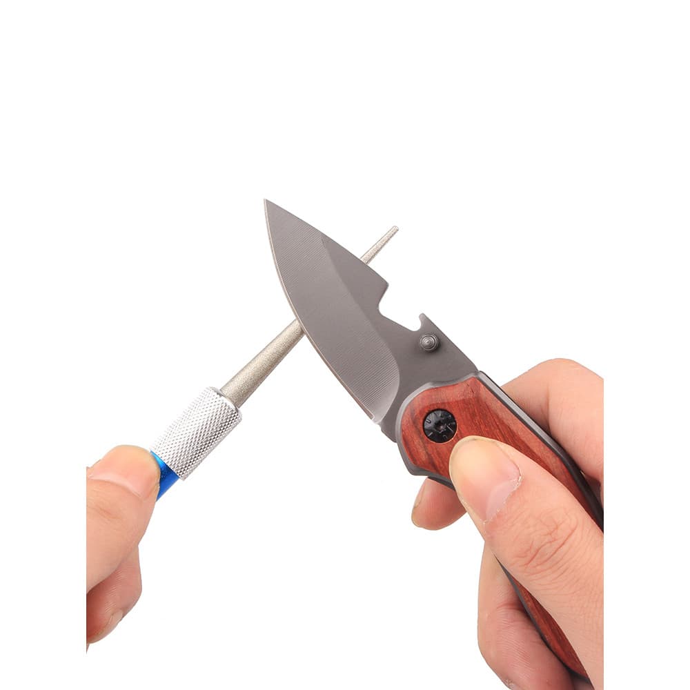 Mini multifuncional conveniente caneta de afiar tipo caneta afiar vara apontador pedra de afiar ao ar livre gancho