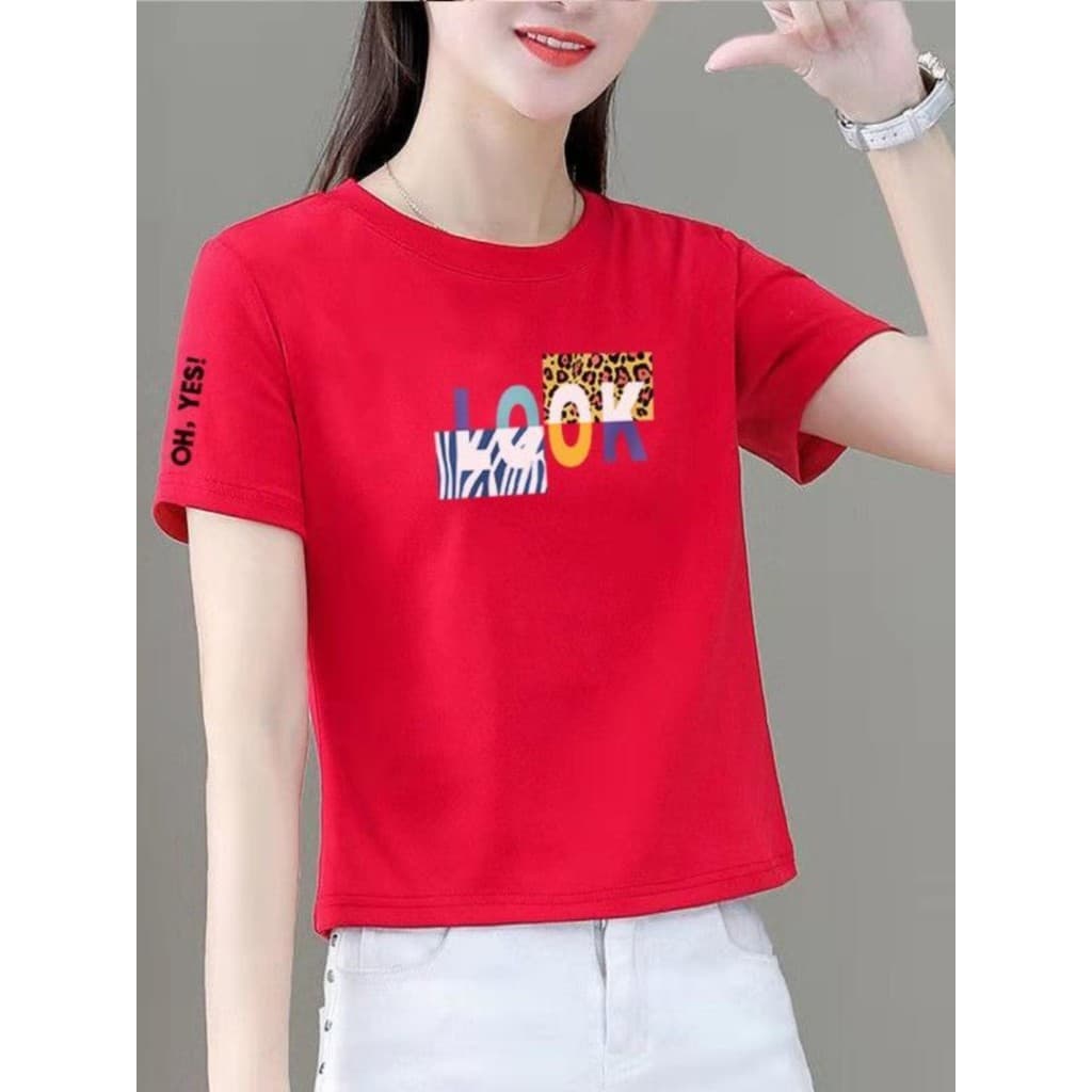 95 algodão curto branco de manga curta camiseta topo feminino versão coreana solto curto cintura alta All-Match estilo o