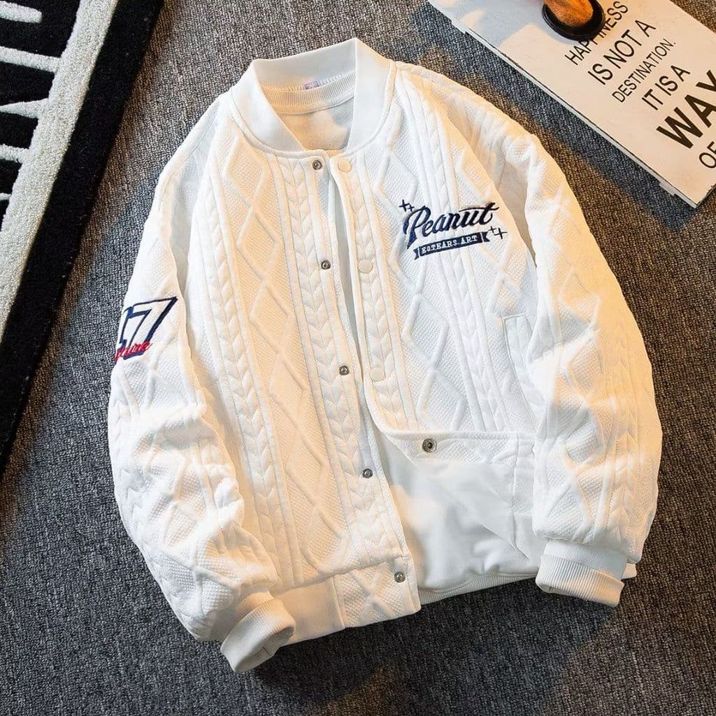 Jaqueta pesada masculina primavera outono estilo americano na moda carta impressão uniforme de beisebol High Street rufi