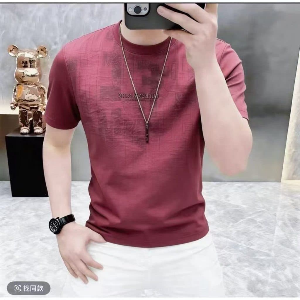 Taxa de clique roupas masculinas High-End verão novo estilo impresso em torno do pescoço de manga curta camiseta moda ma