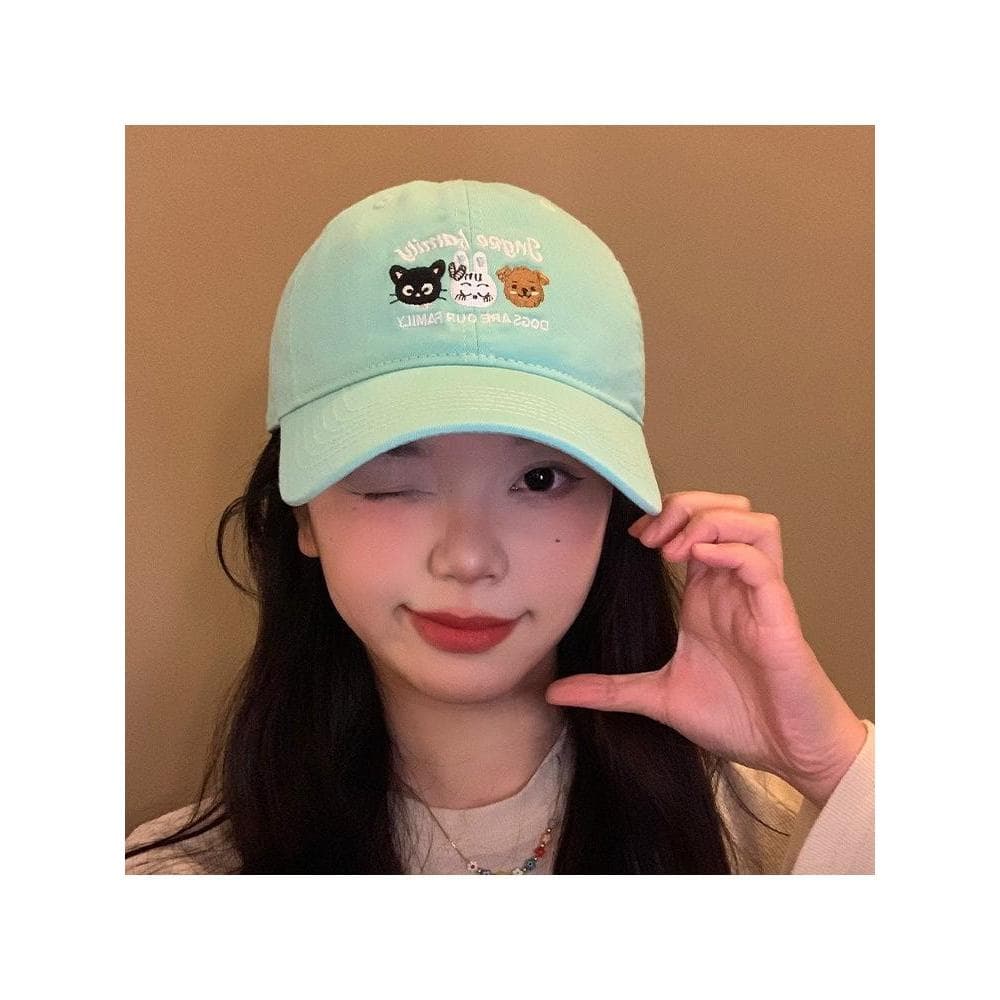Série creme primavera estilo coreano ins boné de beisebol verão feminino bonito dos desenhos animados bordado grande cir