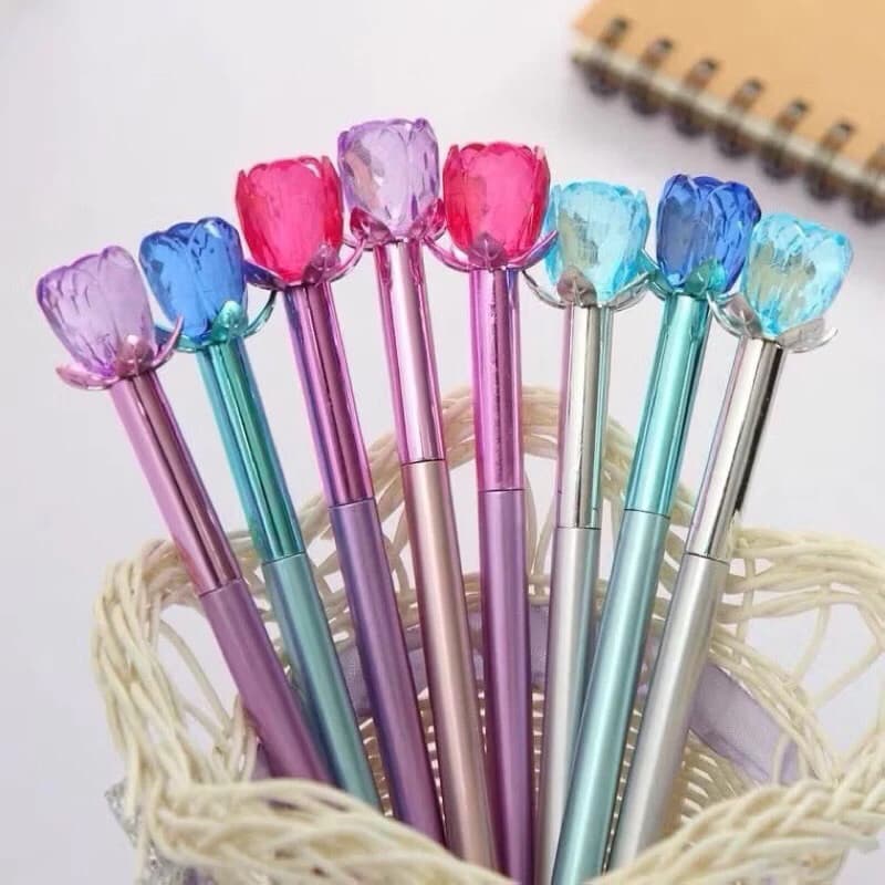Diamante/flor  Cristal Metalizado Ponta Fina 0.5 azul Papelaria Escrita Fina