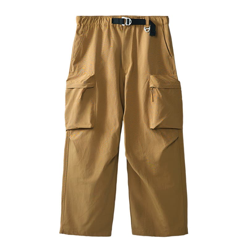 OFFWINTER funcional Multi-bolso calças ao ar livre estilo macacão calças de perna reta fivela de cintura elástica mascul